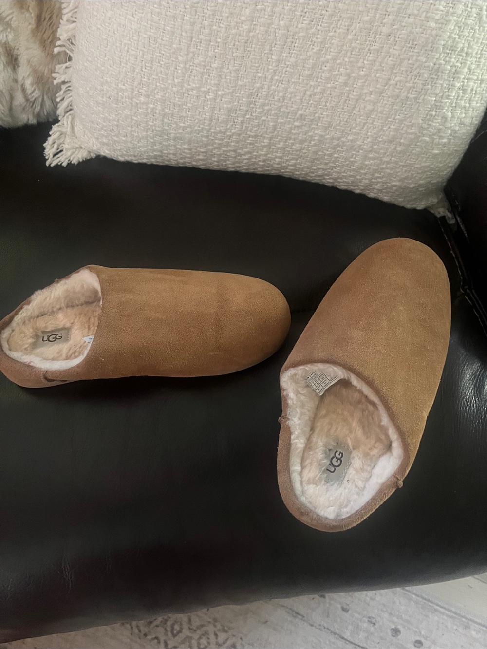 UGG Women's Chestnut Suede Shearling Mule Slippers